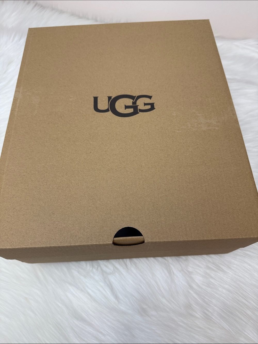 UGG Brown Empty Shoe Box with Black Logo, UGG logo tissue paper & care card